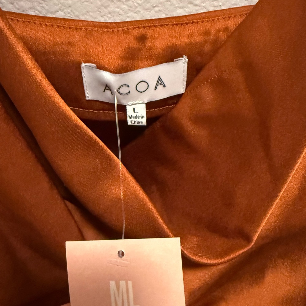 ACOA Satin Dress in burnt orange